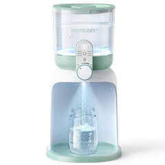 Momcozy dual lights water warmer with night illumination aiding quiet night bottle prep.