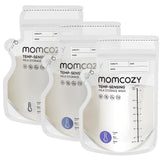 Momcozy Easy Pour bag side-spout for mess-free pouring and easy milk transfer.