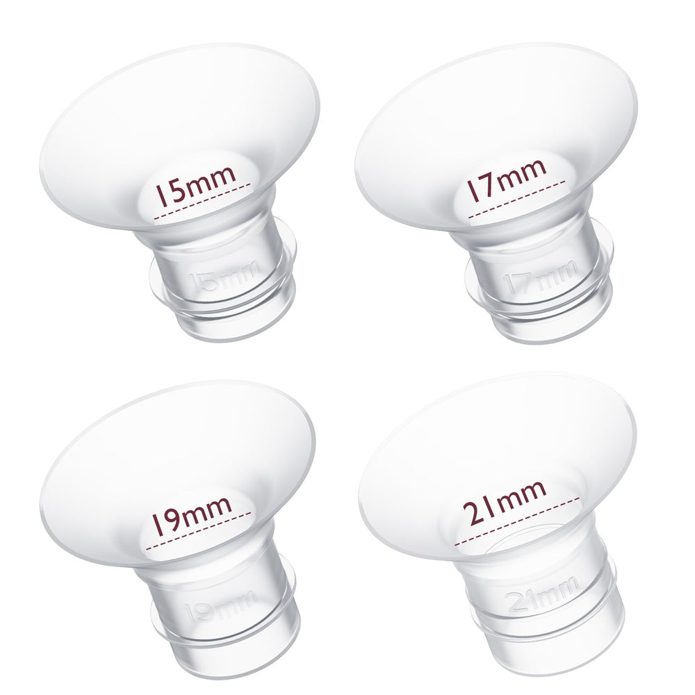Momcozy flange insert 15mm close-up, enabling comfortable pumping with 24mm shields.