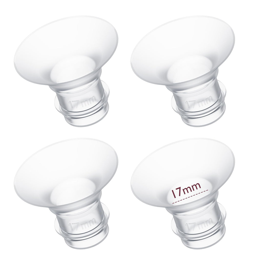 Momcozy flange insert 17mm compatible with 24mm shield for comfortable pumping fit.
