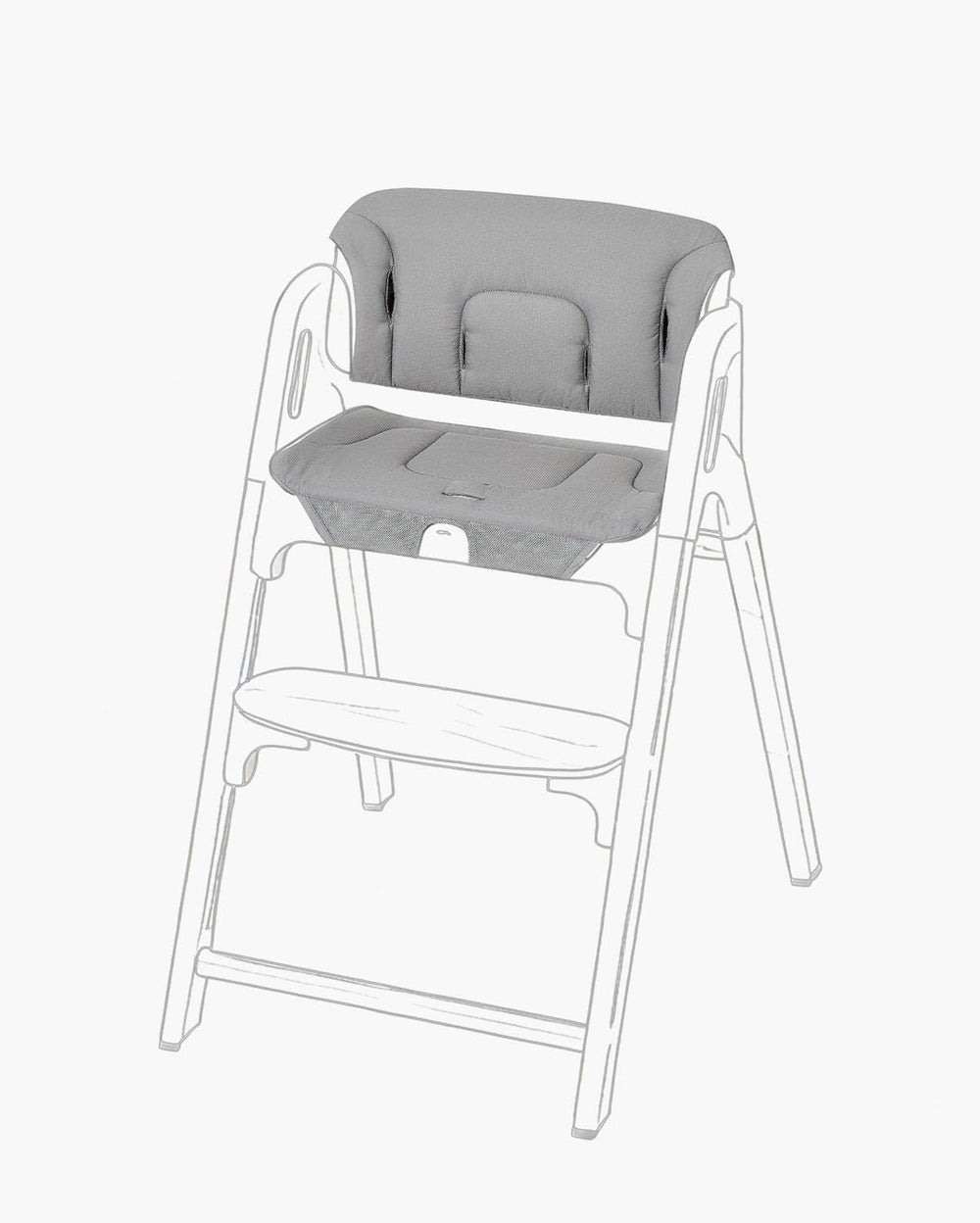 Momcozy high chair cushion gray seat pad provides soft support for comfortable feeding.