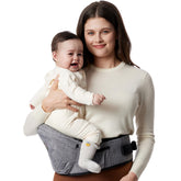Momcozy Hip Seat Carrier close-up showing ergonomic design for comfortable baby wearing.