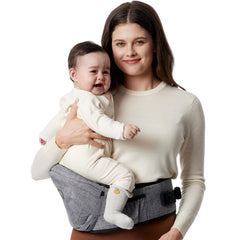 Momcozy Hip Seat Gray Front View β compact design for hands-free baby carrying