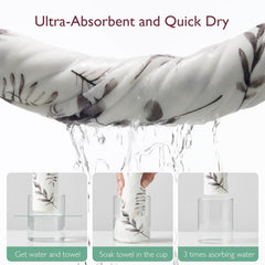 Momcozy hooded baby towel ink-wash leaves pattern in a unisex design