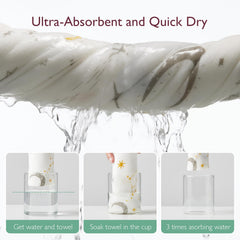Momcozy hooded baby towel size 35x35 demonstrates generous coverage for newborns and toddlers.
