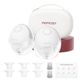 Momcozy M6 wearable pump in bra for hands-free pumping and discreet use.