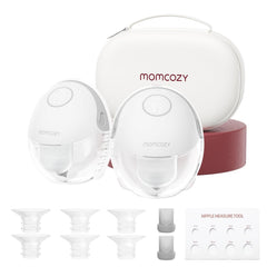 Momcozy M6 wearable pump in bra for hands-free pumping and discreet use.