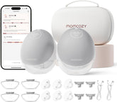 Momcozy M9 upgraded mobile flow pump with app control enabling hands-free pumping.