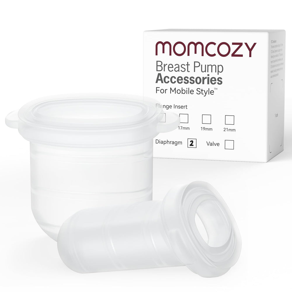 Momcozy M6 diaphragm close-up in BPA-free silicone for safe milk contact.