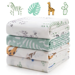 Momcozy muslin swaddle Jungle Trails design, breathable blanket for calm sleep and gentle swaddling.