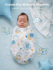 Momcozy muslin blanket in Angelic Starlight unisex color complements nursery decor and calming vibes.