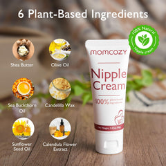 Momcozy nipple cream texture demonstrates smooth, fast absorption for nipple care