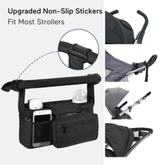 Momcozy non-slip stroller organizer detachable phone bag keeps device secure and accessible.
