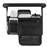 Momcozy non-slip stroller organizer front view keeps essentials within reach during a stroll.