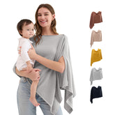 Momcozy Nursing Cover Grey Fold demonstrates portable privacy during on-the-go feeds.