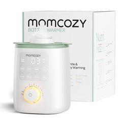 Momcozy Nutri bottle warmer front view showing compact design for bedside use