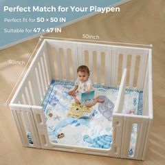 Momcozy Ocean Play Mat on the floor showing non-slip back for stability.