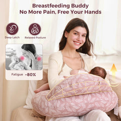 Momcozy Original Nursing Pillow features a wider design for enhanced arm support