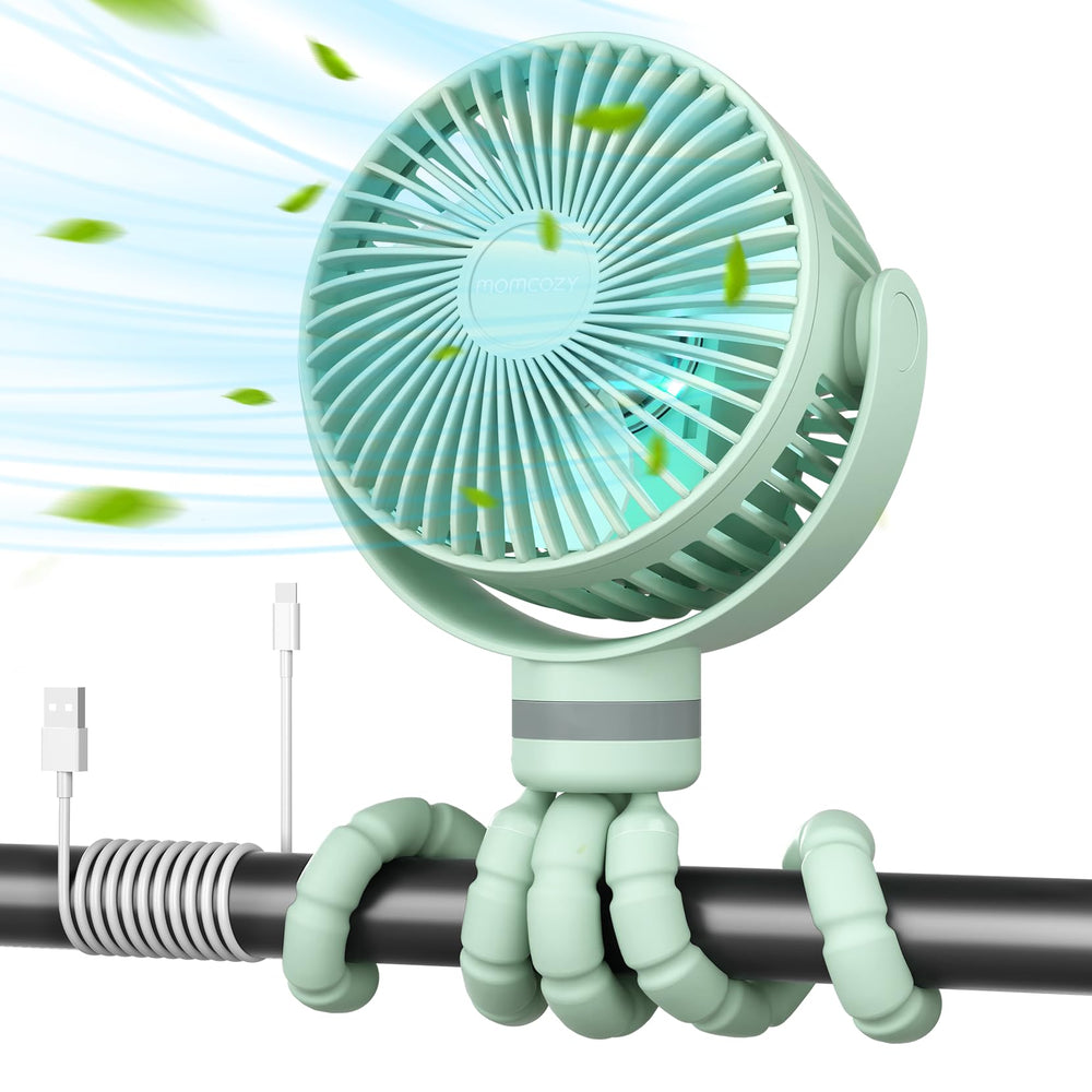 Momcozy portable stroller fan battery 8000mAh delivers long-lasting cooling for outings.
