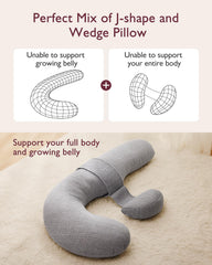 Momcozy adjustable belly wedge with Velcro supports growing baby bump