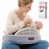 Momcozy safety fence nursing pillow demonstrates protective cradling for safer one-handed feeding.