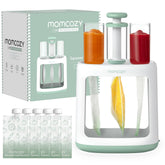 Momcozy Squeeze Station anti-splash tubing prevents puree splatter during filling.