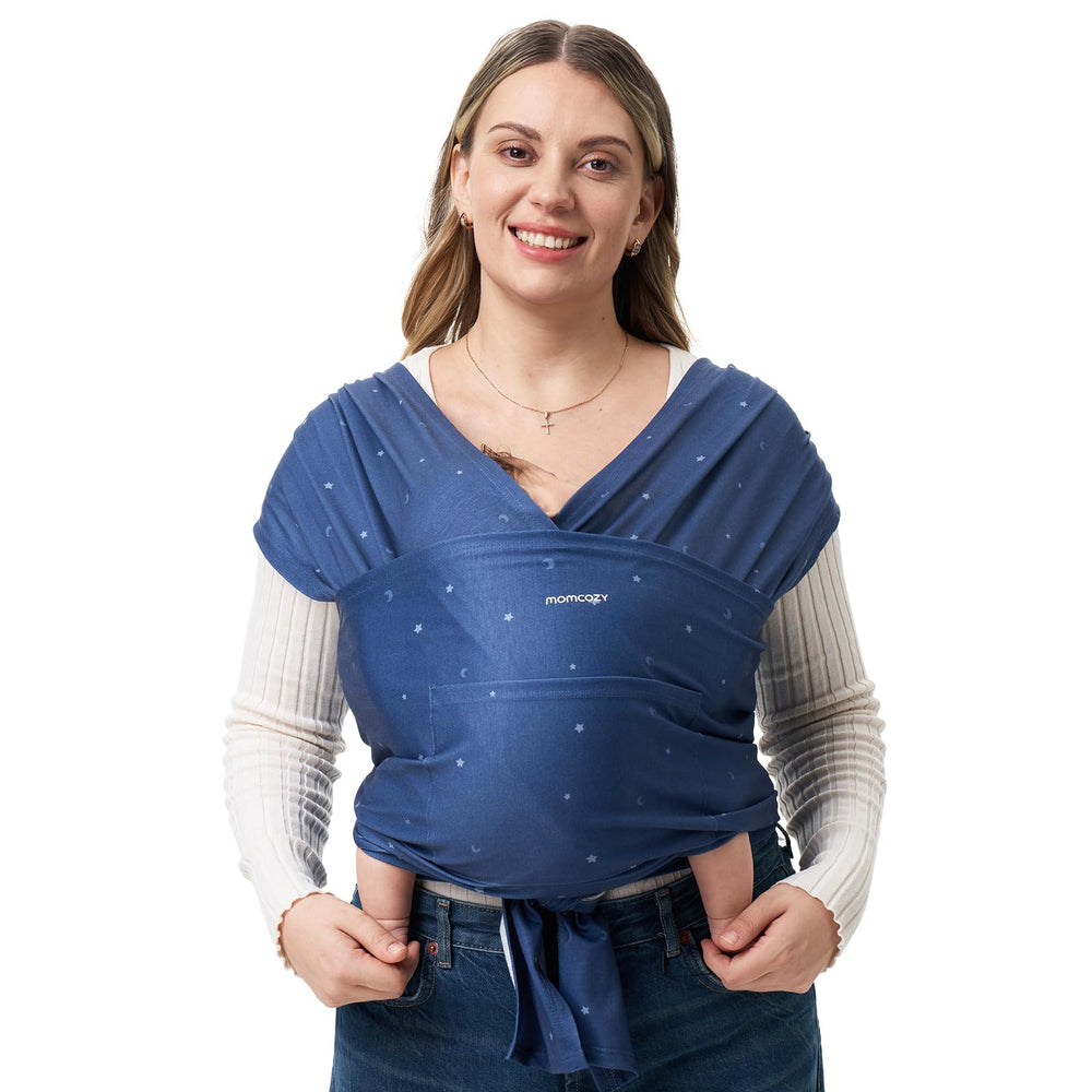 Momcozy Starry Sky wrap fabric closeup shows soft, breathable material for daily comfort.