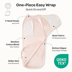 Momcozy swaddles bloom pack closed demonstrates snug wrap easing startle reflex during night.