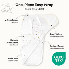 Momcozy swaddle with silent Velcro close-up keeps baby calm without waking.