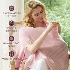 Momcozy pink nursing cover showcasing Lyocell fabric for airy feeding comfort