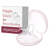 Momcozy Ultra-Thin Nipple Shields in packaging with pink carry case for organized storage