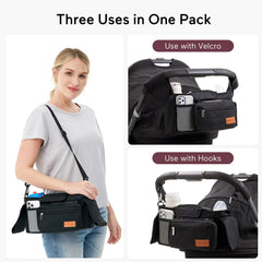 Momcozy detachable wristlet holds essentials for quick carry when away from stroller.