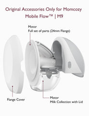 Momcozy upgraded M9 parts set boxed display for easy replacements.
