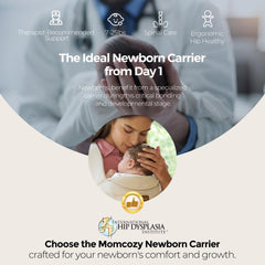 Momcozy WeeSnug baby-in-carrier demonstrates effortless on-off for busy parents.