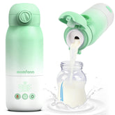 MOMFANN portable bottle warmer green front view, ideal for travel-friendly feeding on the go.
