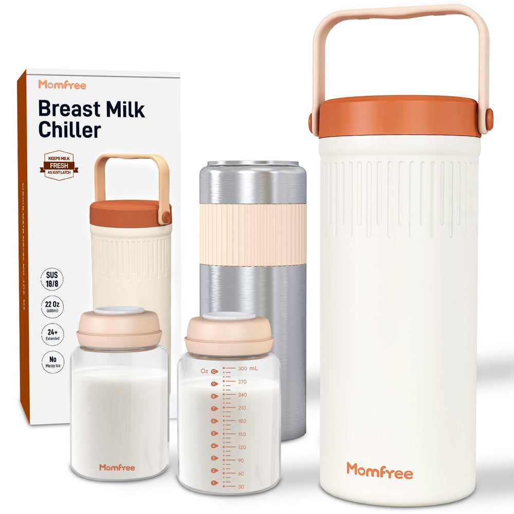 Momfree 22oz portable breast milk cooler on outdoor use for on-the-go storage.
