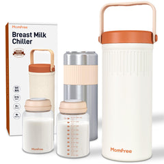 Momfree 22oz portable breast milk cooler on outdoor use for on-the-go storage.