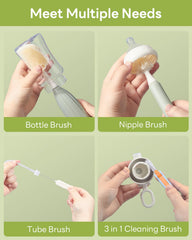 Momfree angled teat brush targets teats and narrow openings for precise cleaning