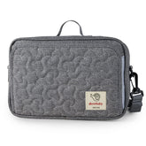 MOMIGO diaper caddy front view in grey flower keeps nursery essentials organized on the go.