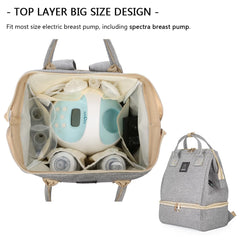 MOMIGO backpack interior shows dual-layer design maximizing bottle storage and organization.