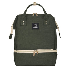 MOMIGO breast pump backpack front view highlighting portable design for on-the-go pumping convenience.