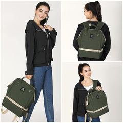 MOMIGO backpack side view showing ergonomic carry for comfortable all-day use.