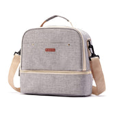 MOMIGO breast pump bag grey front view for on-the-go pumping and style