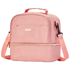 MOMIGO breastpump bag pink side view showcases portable design for on-the-go pumping.