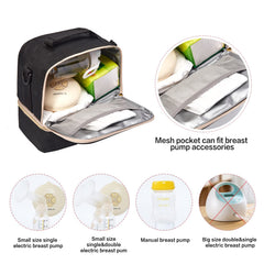 MOMIGO cooler compartment interior illustrating double layer storage for bottles and dry items.