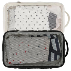 MOMIGO diaper bag organizer 2-pack in black and white keeps essentials neatly separated.