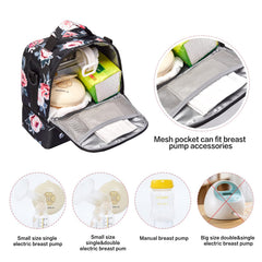 MOMIGO double-layer insulated bag highlights the top dry-item area and pump fit