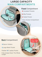 MOMINSIDE Diaper Bag Backpack with dual compartments and padded laptop pocket for moms