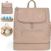 MOMINSIDE diaper bag backpack with structured-frame opening for quick access during outings.
