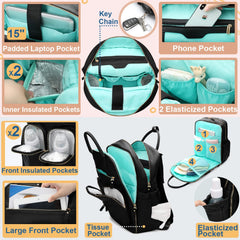 MOMINSIDE diaper bag insulated bottle pockets - organized beverage storage on the go.
